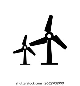 Silhouette vector of double windmill turbine renewable energy symbol