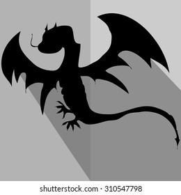 Silhouette vector of  Dragon in black and gray.
