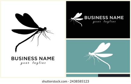 silhouette vector dragonfly logo template