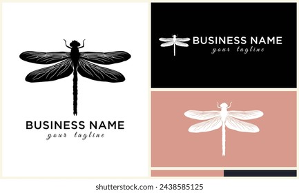 silhouette vector dragonfly logo template