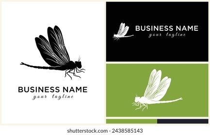 silhouette vector dragonfly logo template