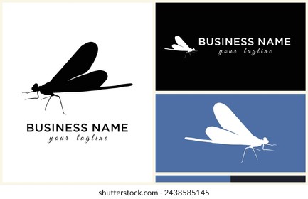 silhouette vector dragonfly logo template