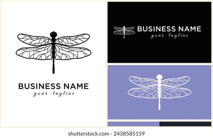 silhouette vector dragonfly logo template