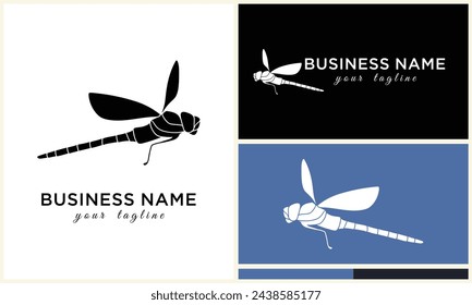 silhouette vector dragonfly logo template