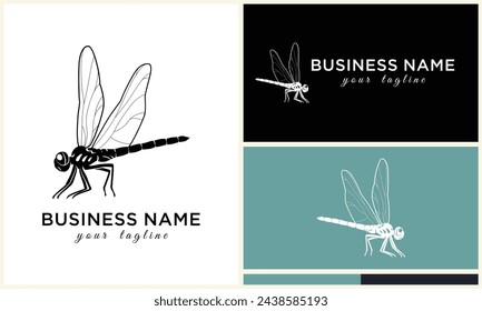 silhouette vector dragonfly logo template