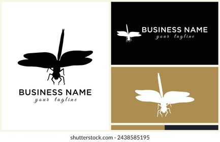 silhouette vector dragonfly logo template