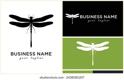silhouette vector dragonfly logo template