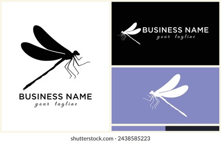 silhouette vector dragonfly logo template