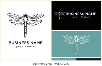 silhouette vector dragonfly logo template