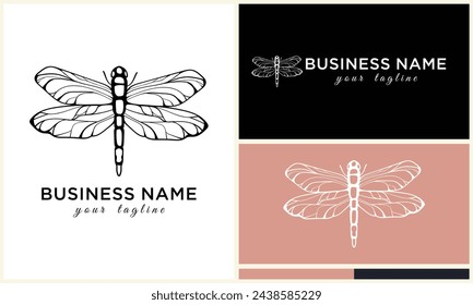 silhouette vector dragonfly logo template