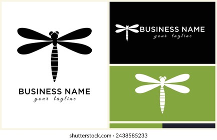 silhouette vector dragonfly logo template