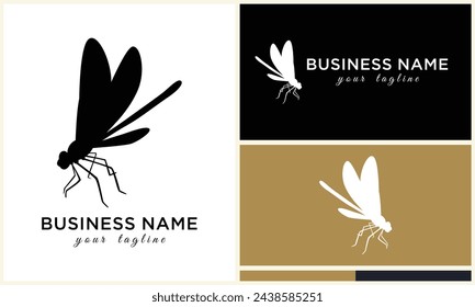 silhouette vector dragonfly logo template