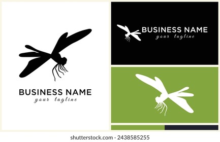 silhouette vector dragonfly logo template