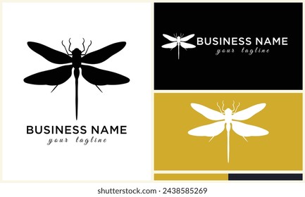 silhouette vector dragonfly logo template