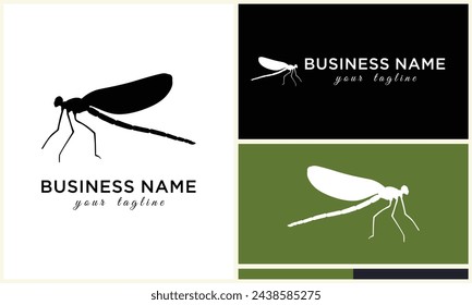 silhouette vector dragonfly logo template