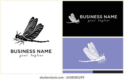 silhouette vector dragonfly logo template