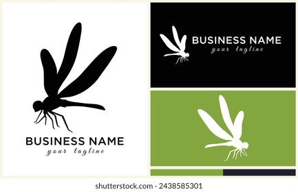 silhouette vector dragonfly logo template