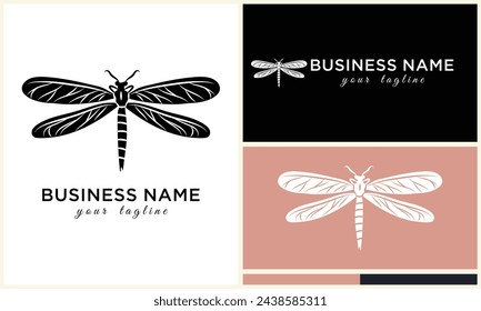 silhouette vector dragonfly logo template