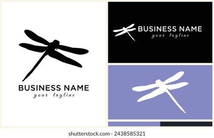 silhouette vector dragonfly logo template