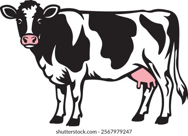 silhouette Vector drawing of cow isolated on white background, vector design vector illustration 