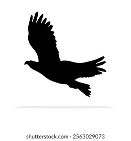 Silhouette vector eagle artwork, perfect for hunting club emblems or t-shirt graphics, radiating sophistication.