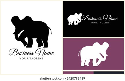 silhouette vector elephant logo template