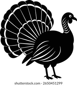 Silhueta Vetor de Fazenda Turquia com Espalhar Penas