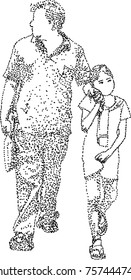 Silhouette vector of father holding Daughter on white background, Happy Father's Day