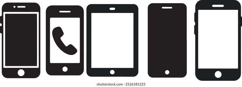 Silhouette Vetor File of Various Mobile Devices: uma abrangente coleção de Smartphone e ícones de tablet para design e desenvolvimento