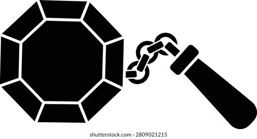 Silhouette vector flail weapon with iron ball and metal chain design