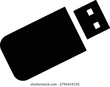 Silhouette vector flash drive memory stick storage device black icon design