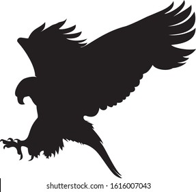 silhouette vector of flying eagle  on white background