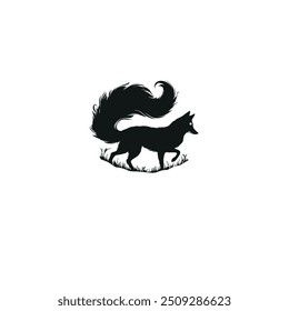 silhouette vector fox _fox silhouette, on white background, isolated, vector_Fox Silhouette Vector Illustration White Background
