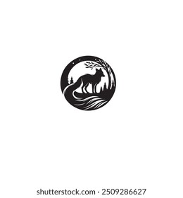 silhouette vector fox _fox silhouette, on white background, isolated, vector_Fox Silhouette Vector Illustration White Background