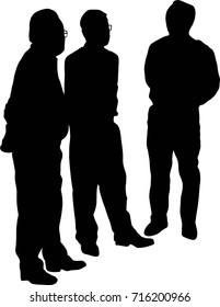 Silhouette vector of Full length of three cheerful business people