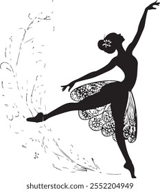 silhouette vector of a graceful ballerina