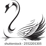 silhouette vector of a graceful swan