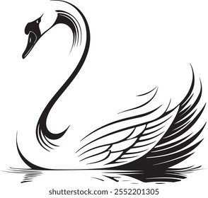 silhouette vector of a graceful swan