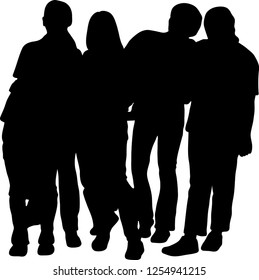 Silhouette vector of group of people.
