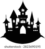 silhouette vector of Halloween castle