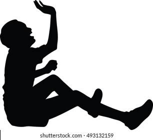 Silhouette vector of a happy smiling young man looking up and dreaming at his future