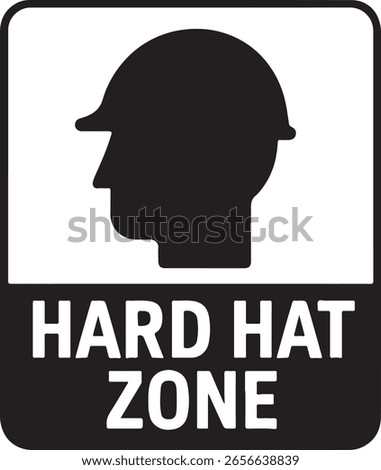 Silhouette vector of hard hat zone warning icon, perfect for construction safety signs, alerts, and hazard areas.