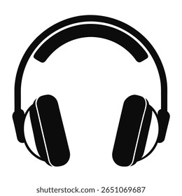 Silhouette vector of head phone on white background.