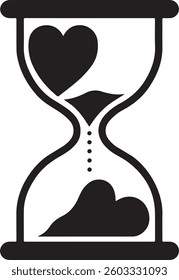 A Silhouette Vector Heart Shaped Hourglass Symbol of Love and Time