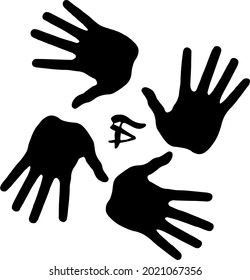 Silhouette Vektor der Hilfe Hände. Hand-Silhouetten-Kollektion. Grafiken von links und rechts, einzeln auf weißem Hintergrund.