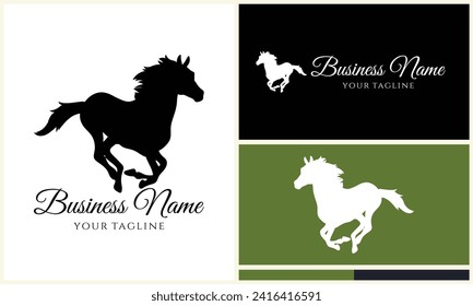 plantilla de logotipo de caballo vector de silueta