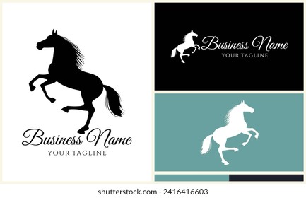 plantilla de logotipo de caballo vector de silueta