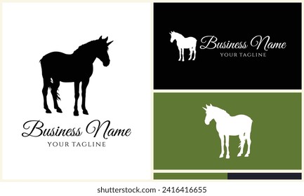 plantilla de logotipo de caballo vector de silueta