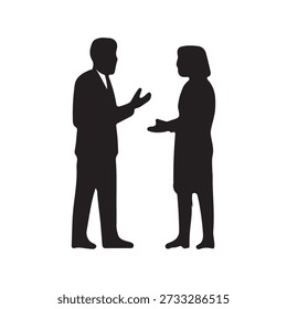 Silhouette Vektor Icon des Geschäfts Gespräch zwischen Mann und Frau