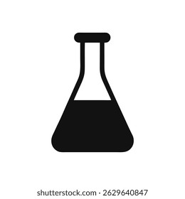 Silhouette Vector Icon of Chemistry Laboratory Flasks – Scientific Equipment on White Background